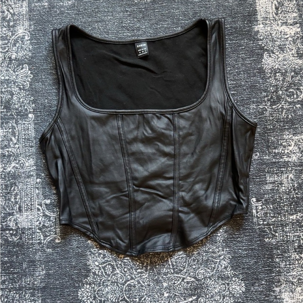 Mock leather crop top